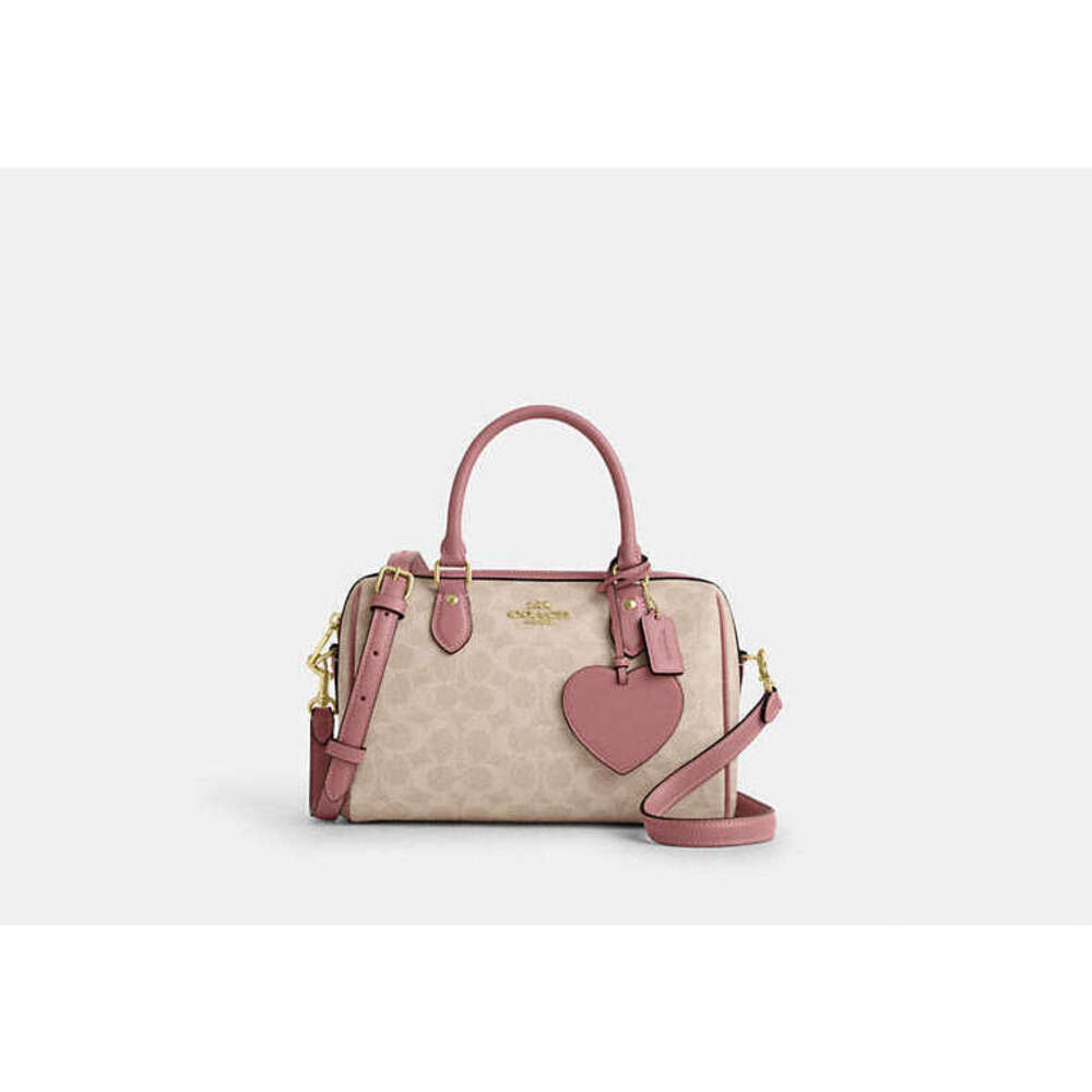 Rowan Satchel Bag In Signature Canvas With Heart Charm NWOT